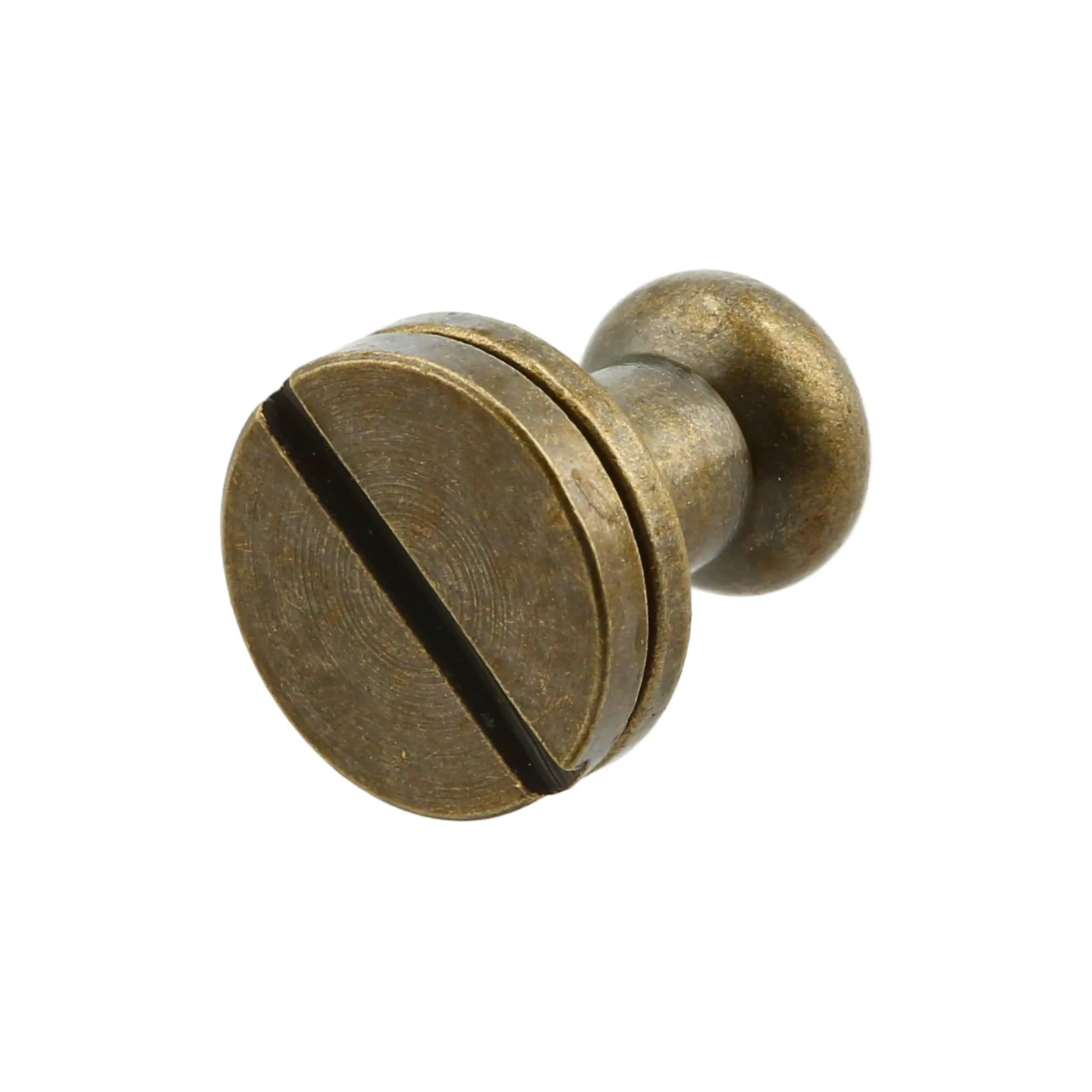 9mm, Antique Brass, Round Top Collar Button Stud with Screw, Solid Brass, #P-2134-ANTB