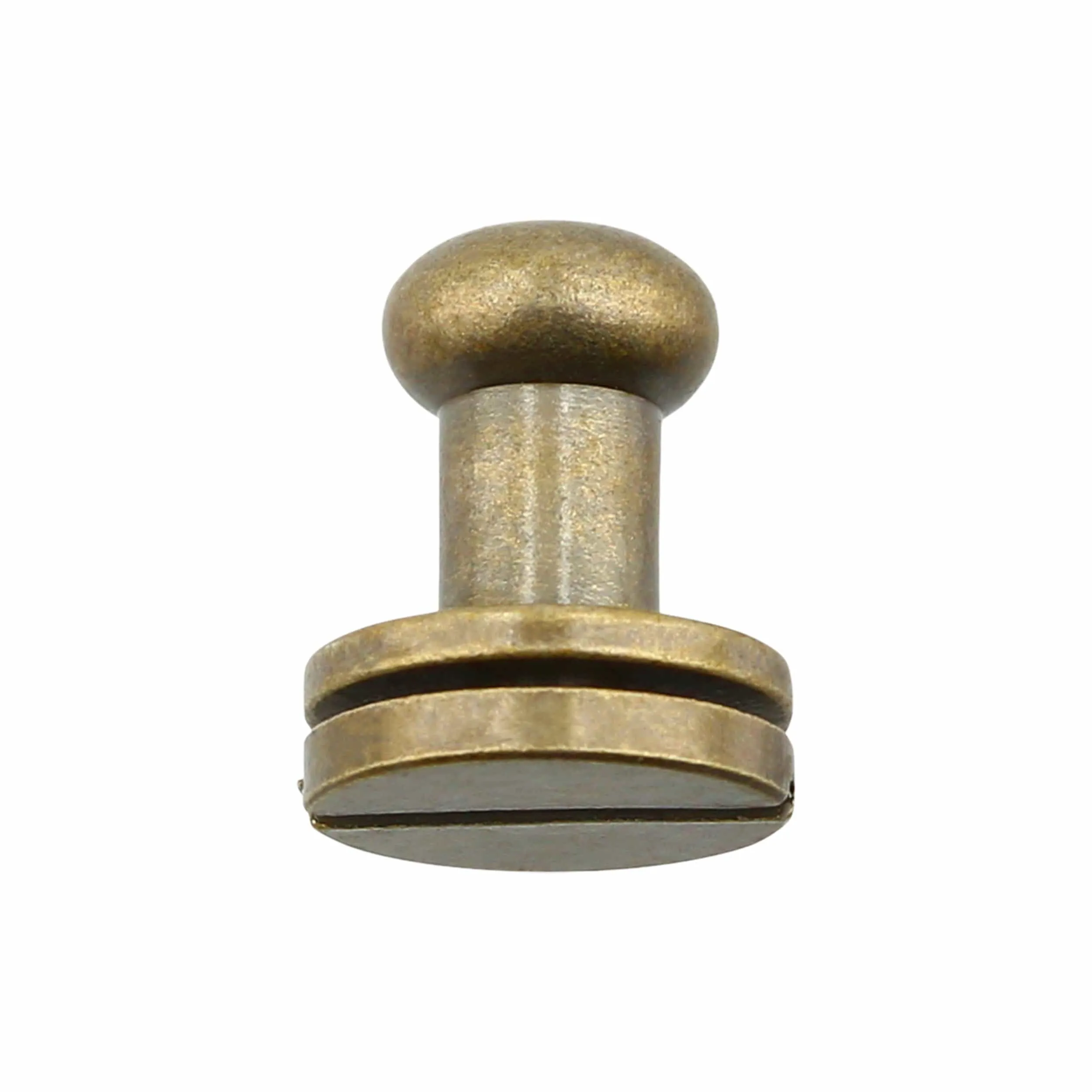 9mm, Antique Brass, Round Top Collar Button Stud with Screw, Solid Brass, #P-2134-ANTB