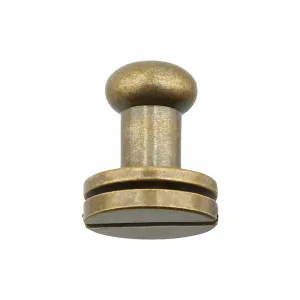 9mm, Antique Brass, Round Top Collar Button Stud with Screw, Solid Brass, #P-2134-ANTB