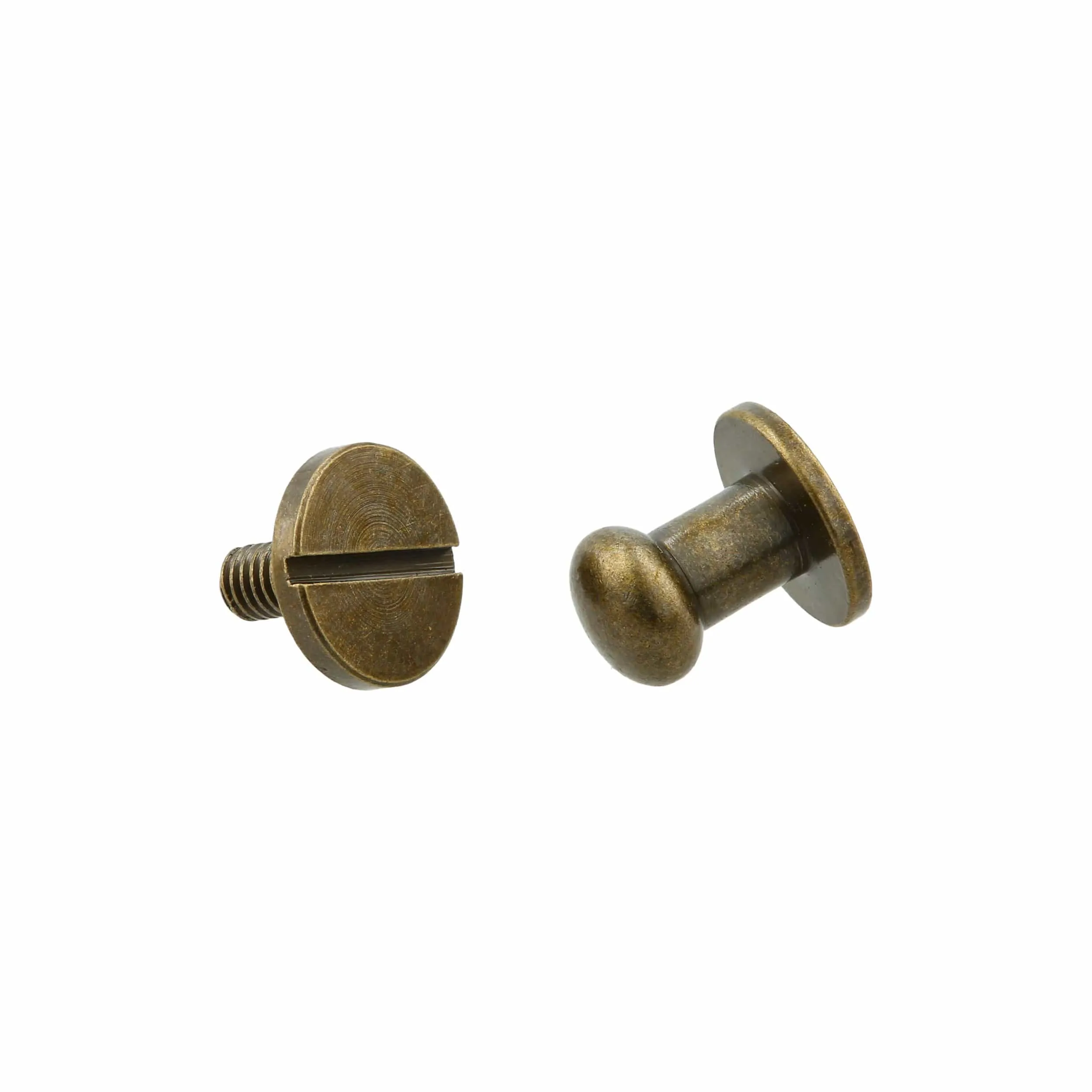 9mm, Antique Brass, Round Top Collar Button Stud with Screw, Solid Brass, #P-2134-ANTB