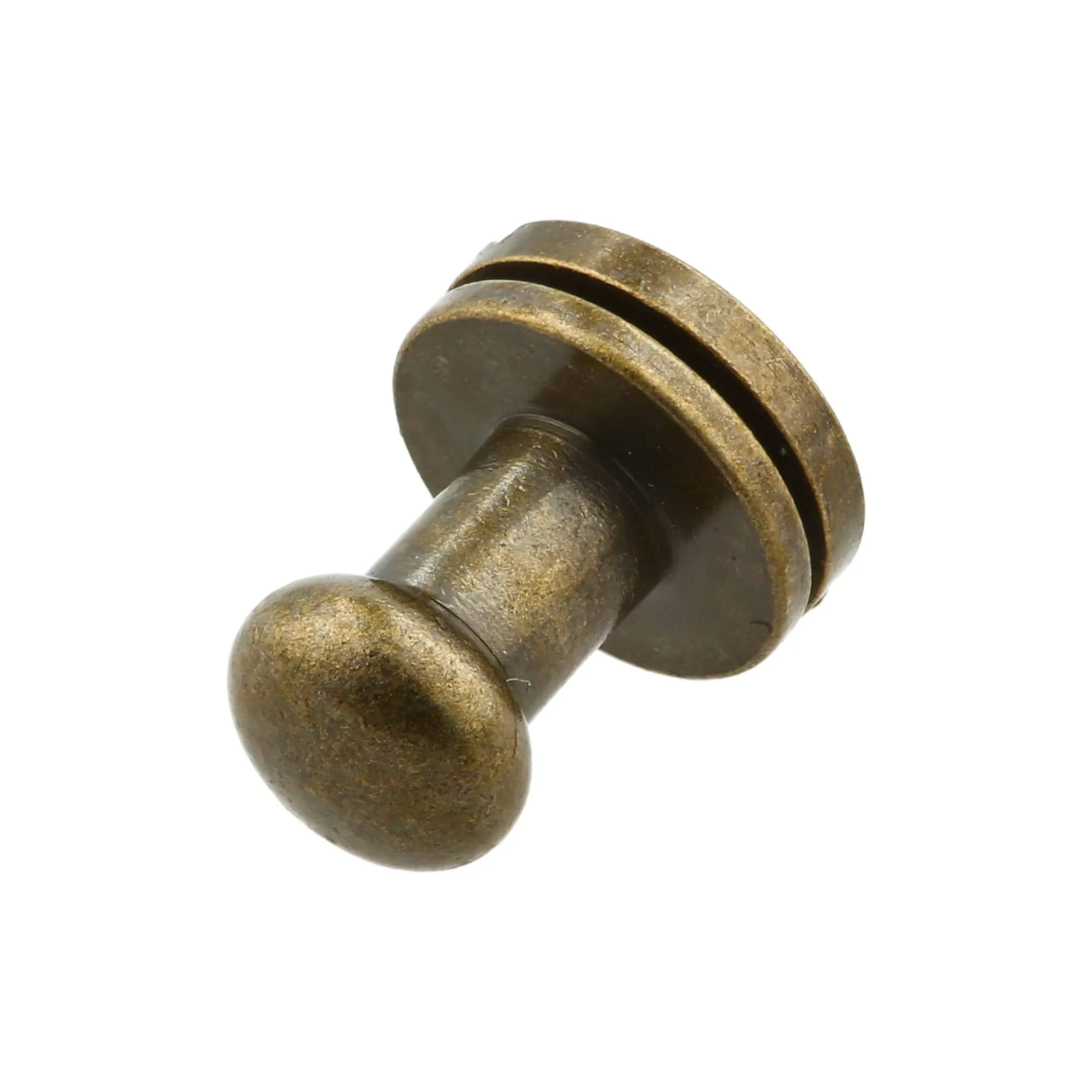 9mm, Antique Brass, Round Top Collar Button Stud with Screw, Solid Brass, #P-2134-ANTB