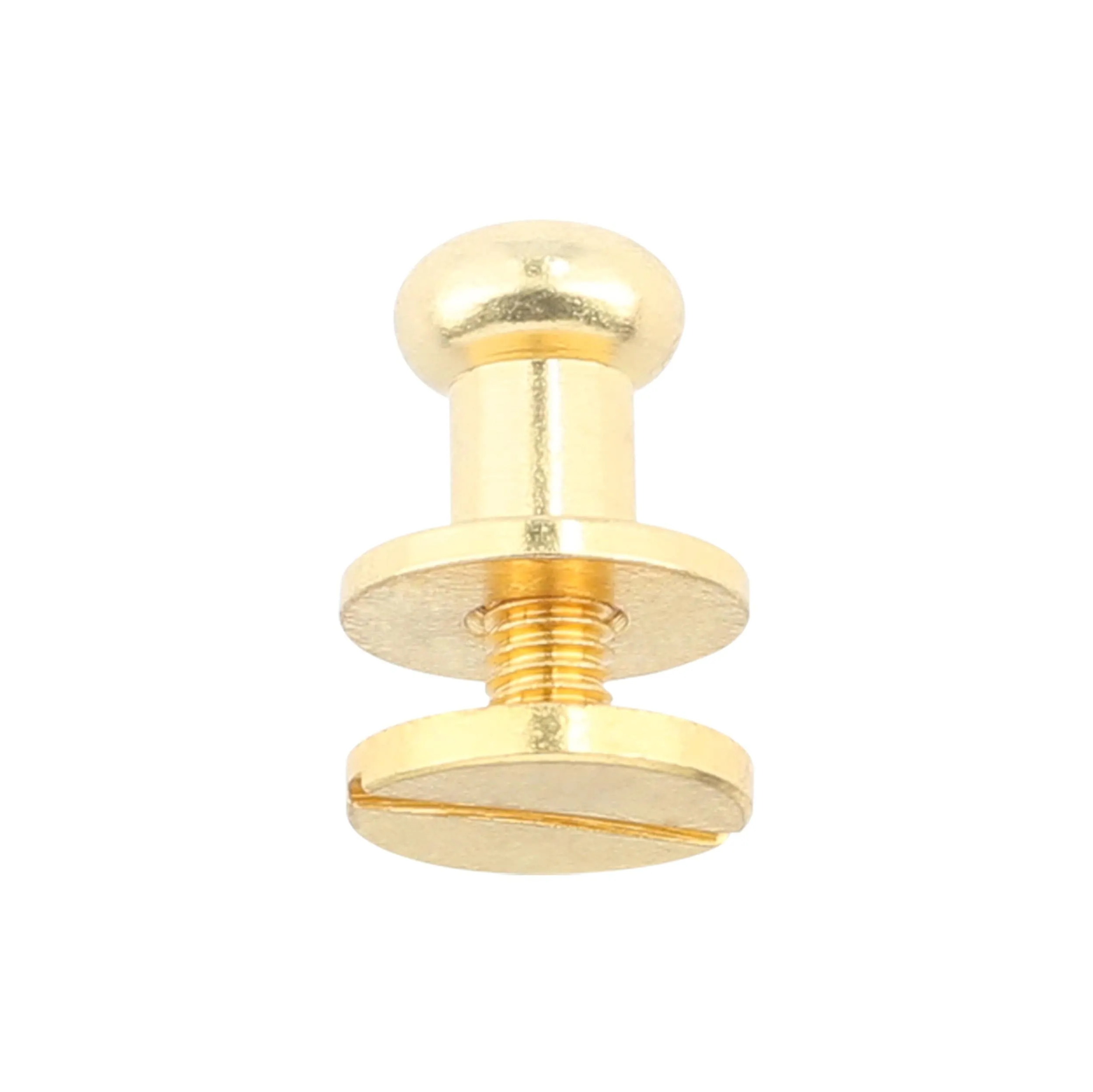 9mm, Gold, Round Top Collar Button Stud with Screw, Solid Brass, #P-2134-GOLD