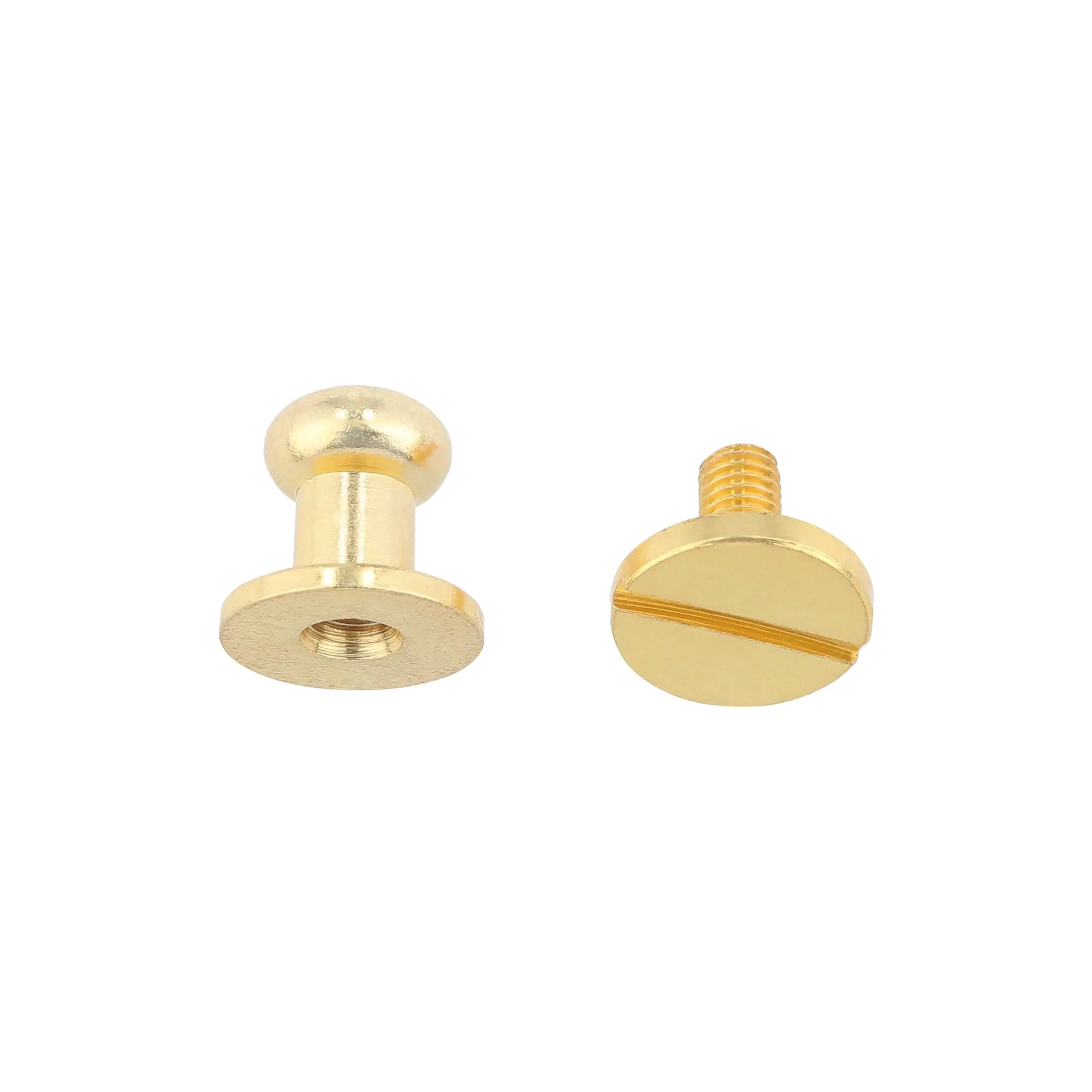 9mm, Gold, Round Top Collar Button Stud with Screw, Solid Brass, #P-2134-GOLD