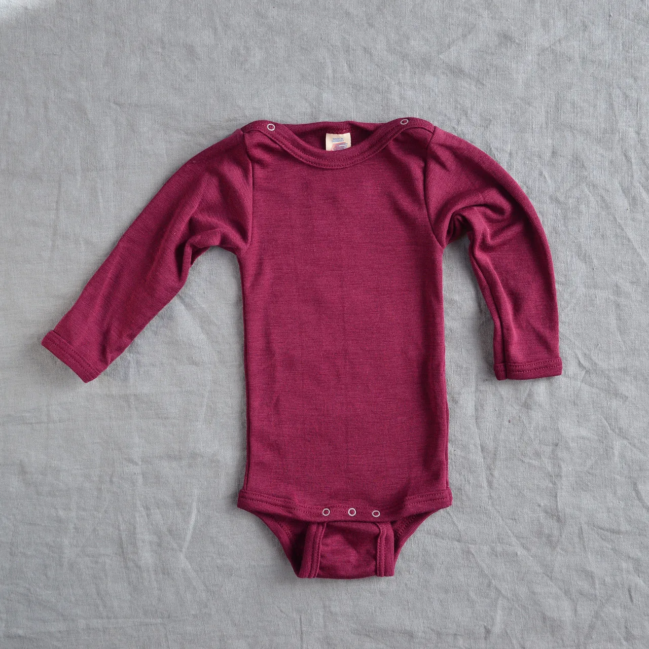 Baby Bodysuit Long Sleeve Organic Wool/Silk (0-3yrs)