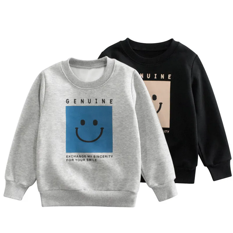 Baby Boy Smile Print Pattern Plush Autumn Winter Hoodies by MyKids-USA™