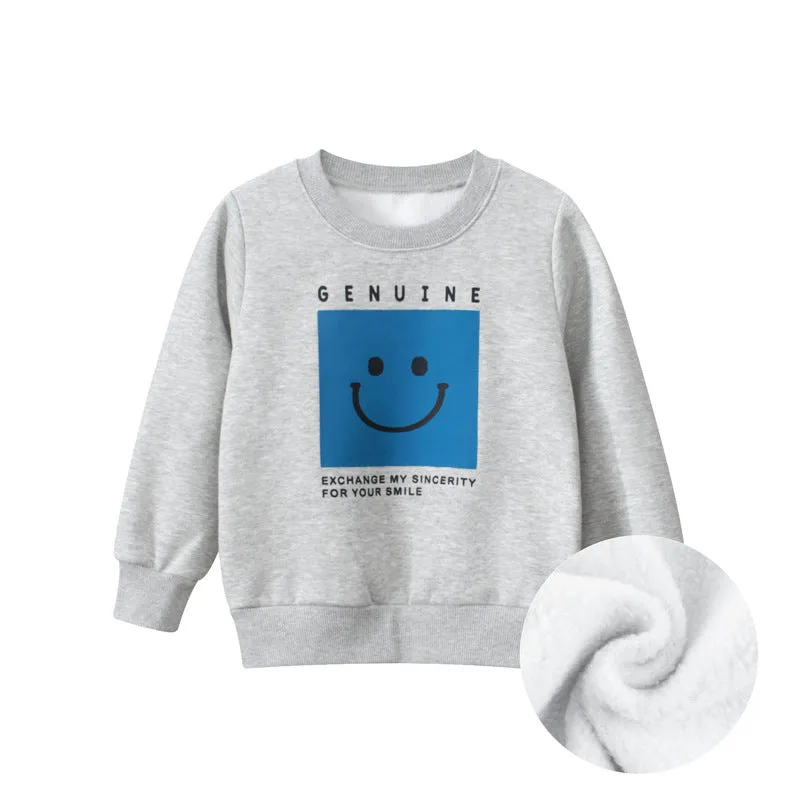 Baby Boy Smile Print Pattern Plush Autumn Winter Hoodies by MyKids-USA™