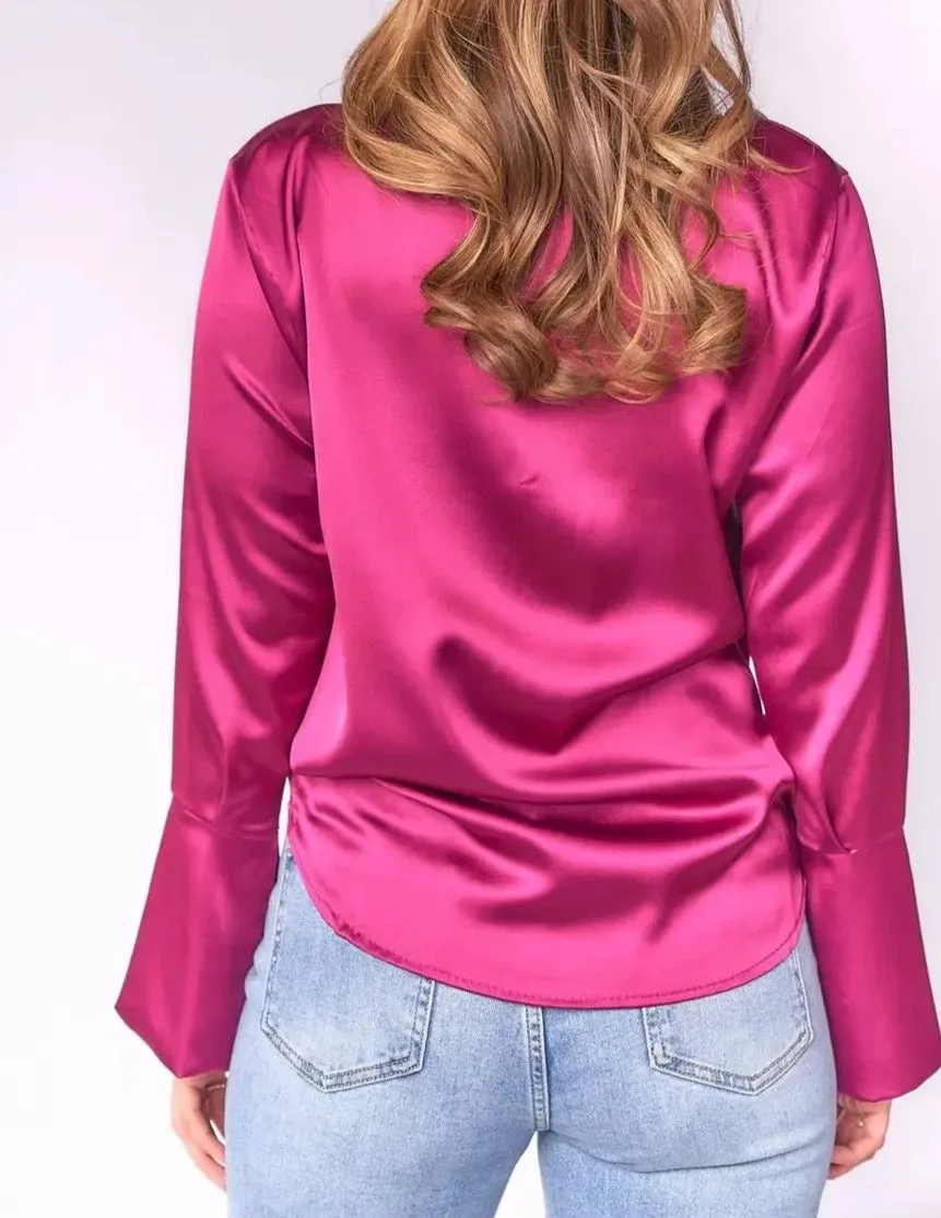 Bow-Tie Neck Satin Blouse