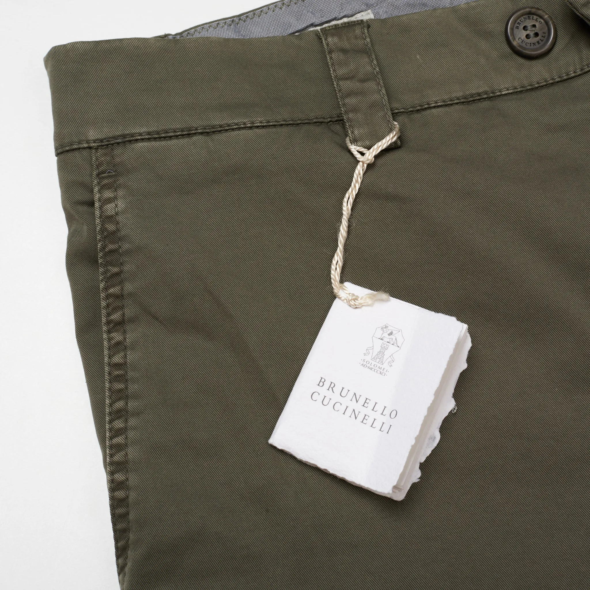 BRUNELLO CUCINELLI Green Twill Cotton Cargo Leisure Fit Pants EU 50 NEW US 34