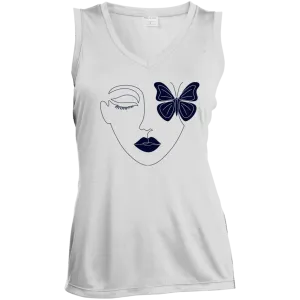 Butterfly Lady, Ladies' Sleeveless V-Neck Performance Tee