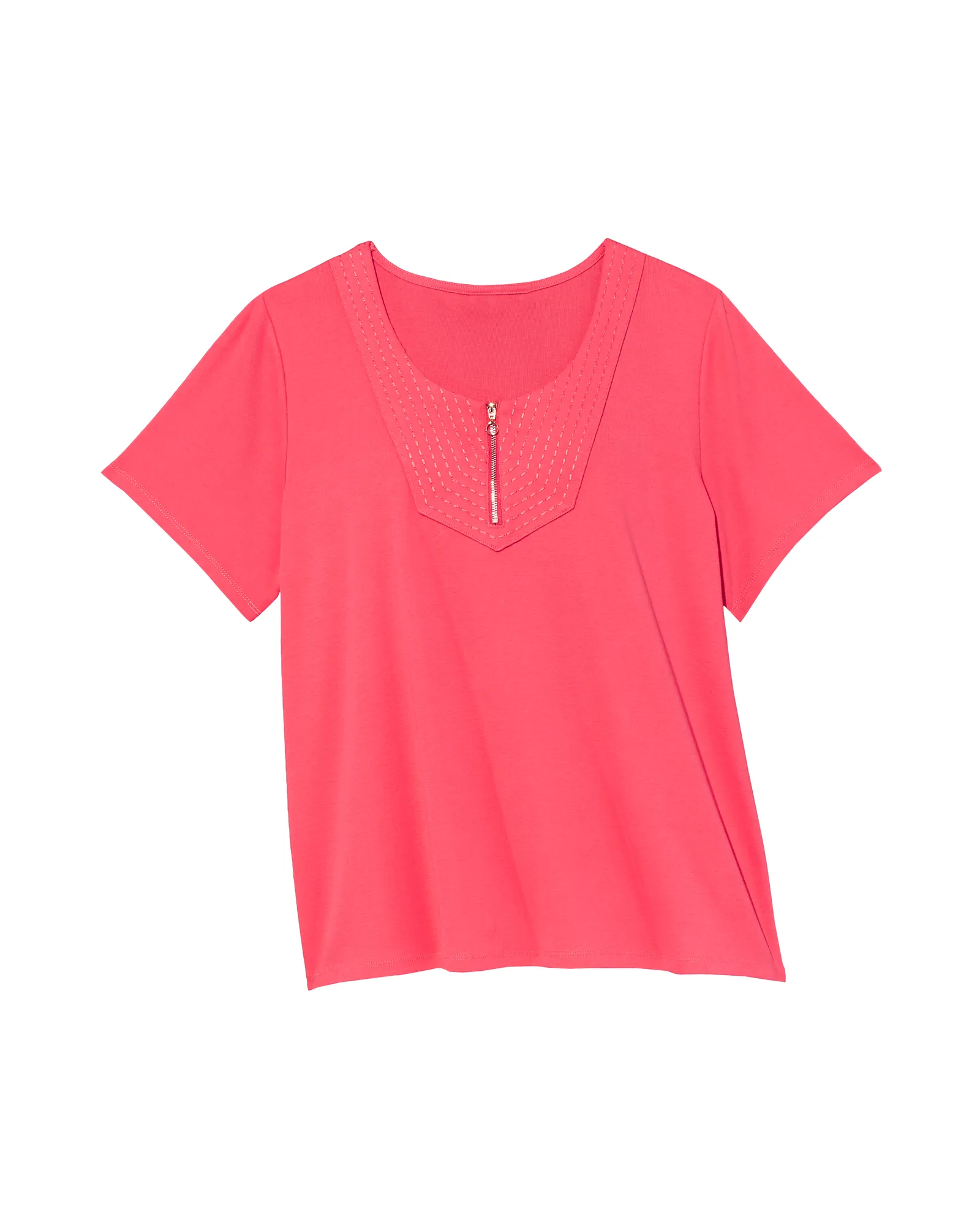 Carlisle Zip Front Cotton Top | Coral