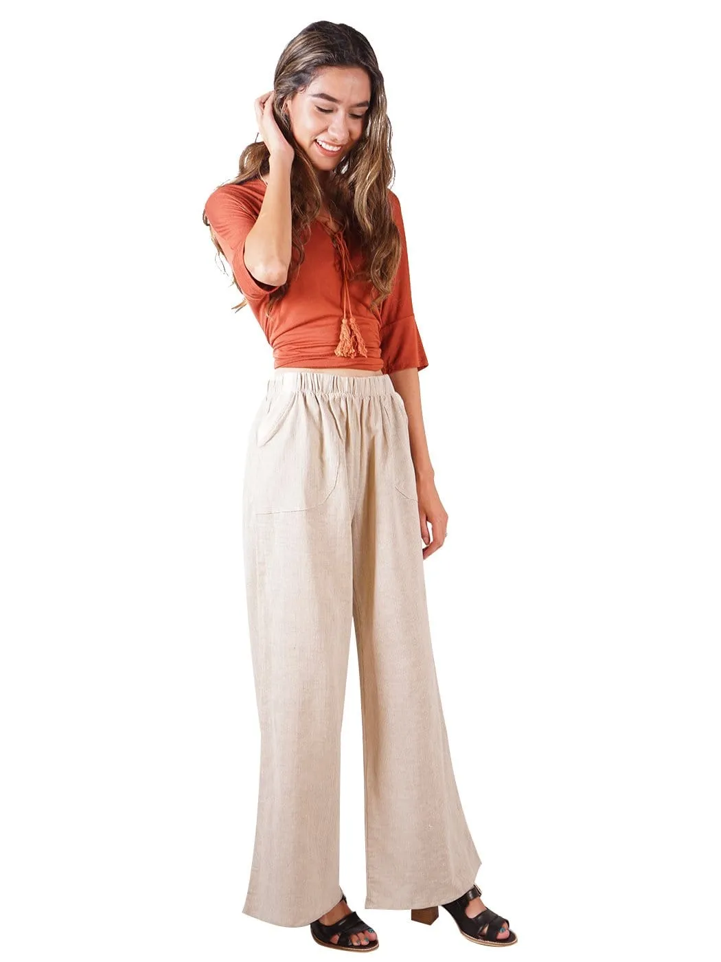 Casual Cotton Elastic Waist Pants