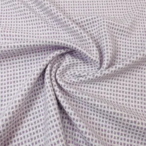 Classic Purple White Check Print Woollen Tweed Lycra Fabric