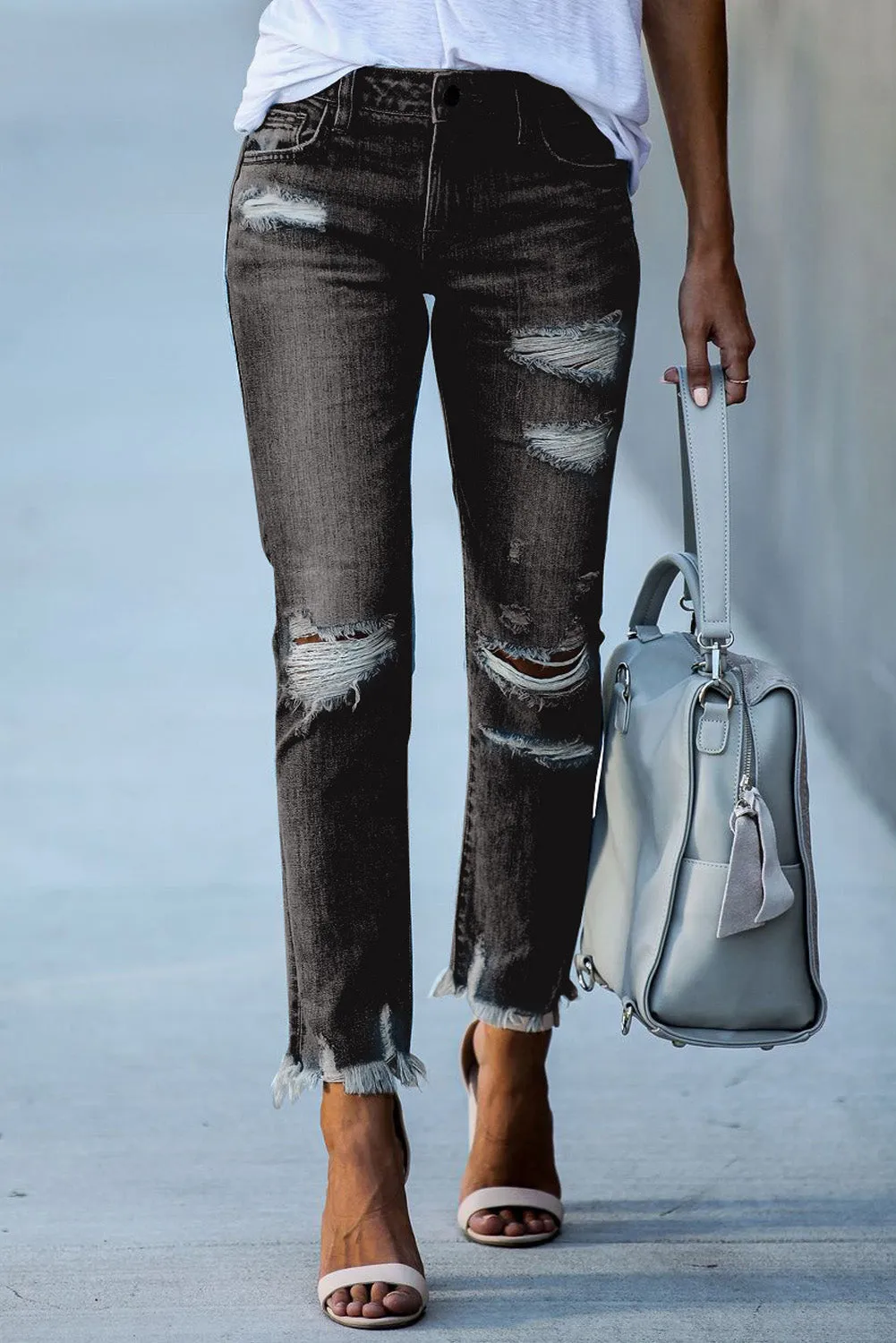 Distressed Boyfriend Denim Pants