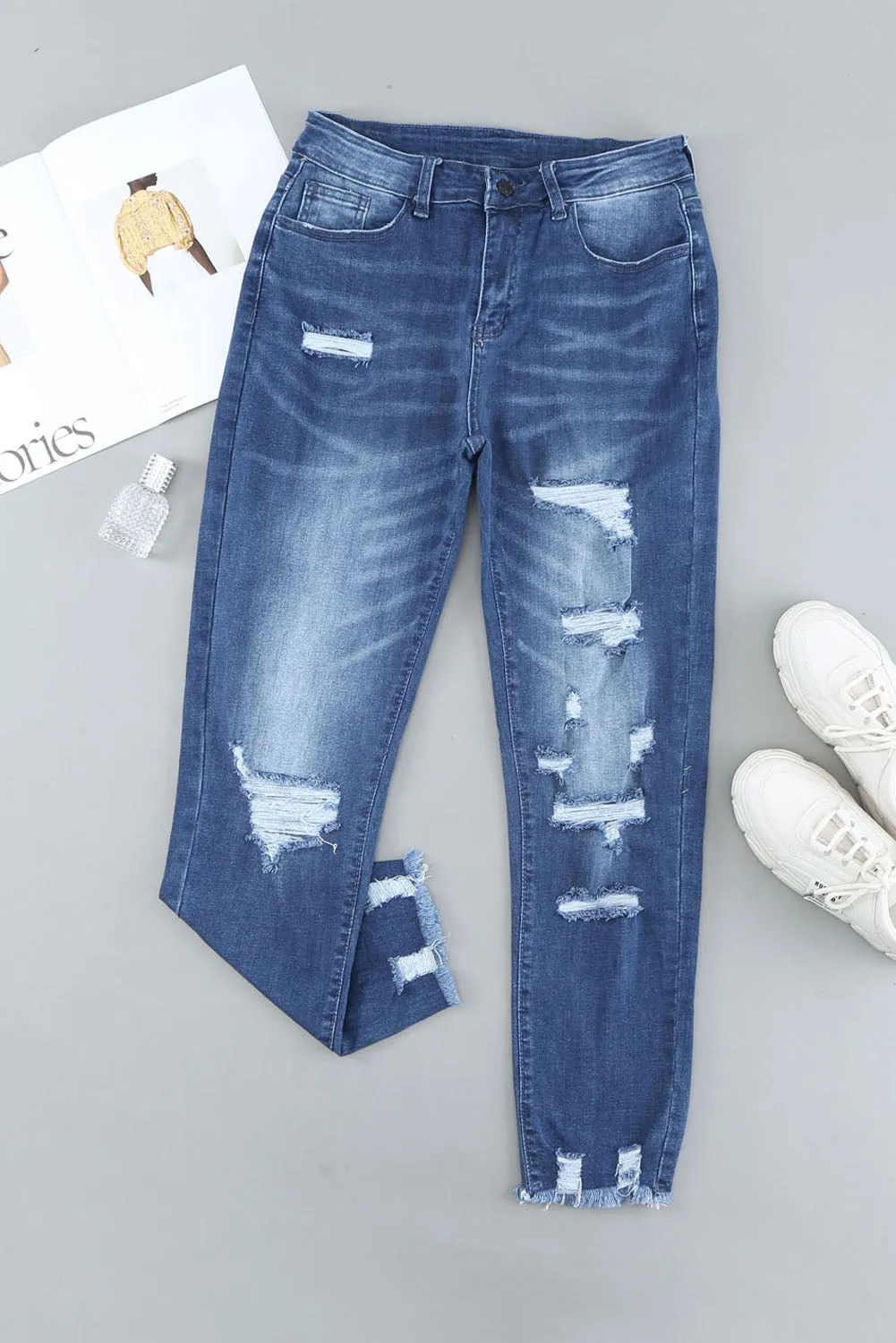 Distressed Boyfriend Denim Pants