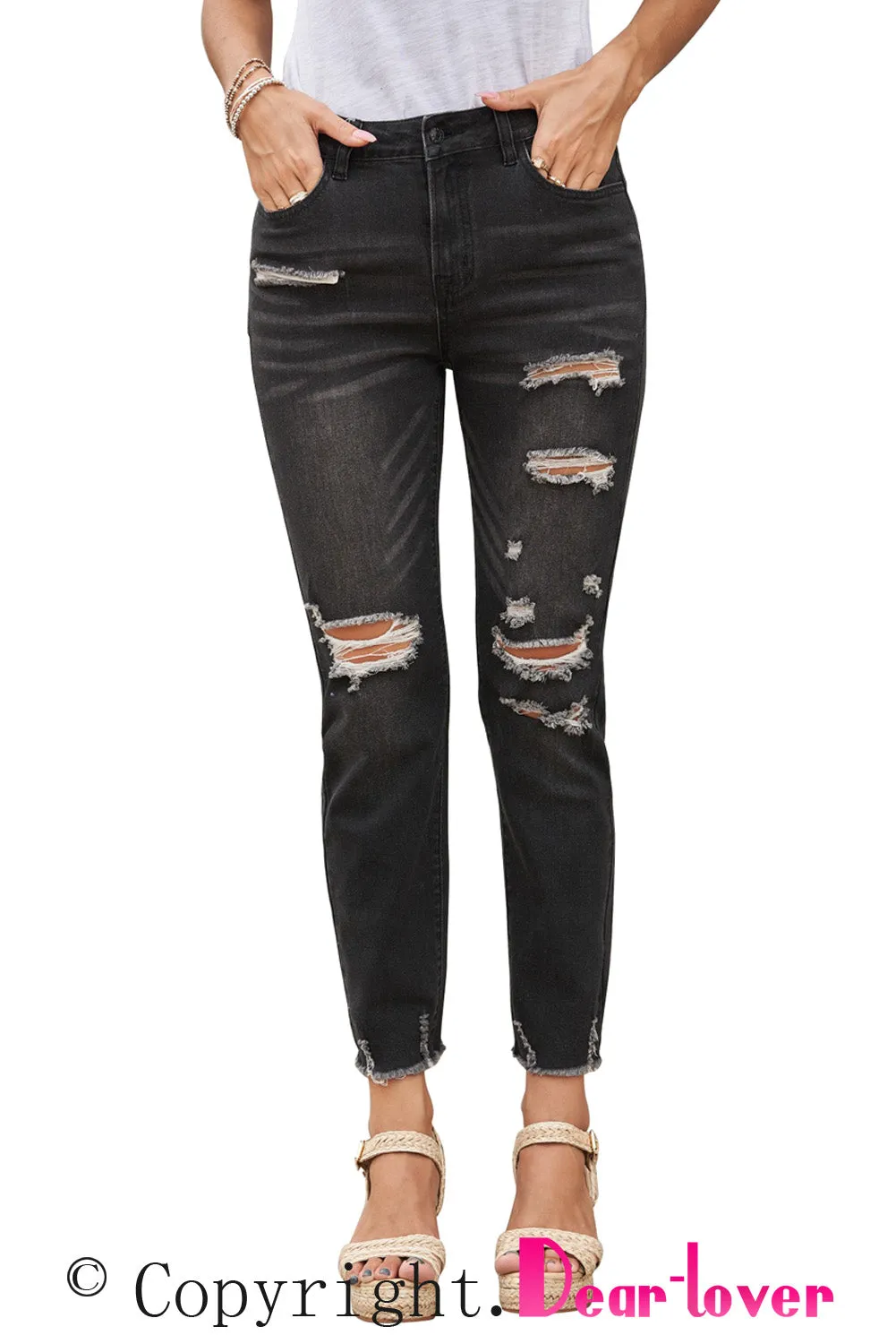 Distressed Boyfriend Denim Pants