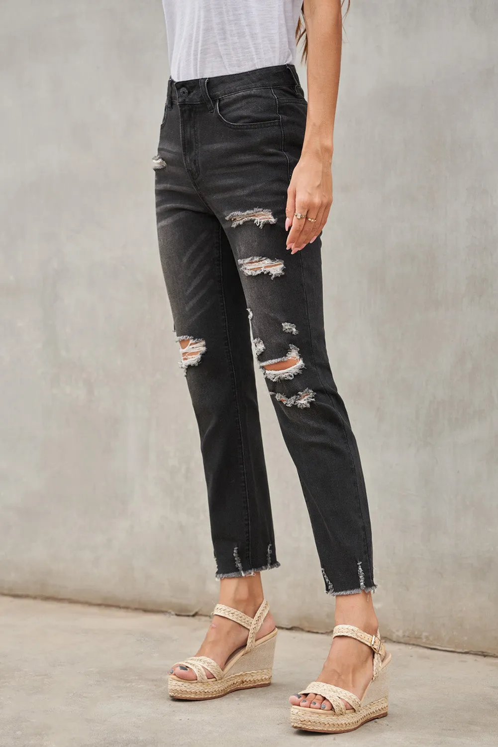 Distressed Boyfriend Denim Pants