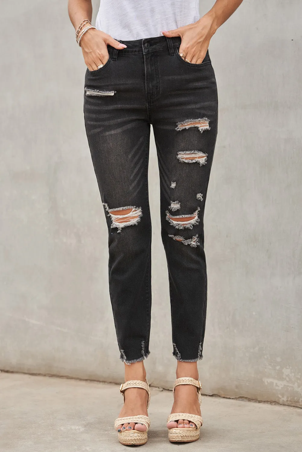 Distressed Boyfriend Denim Pants