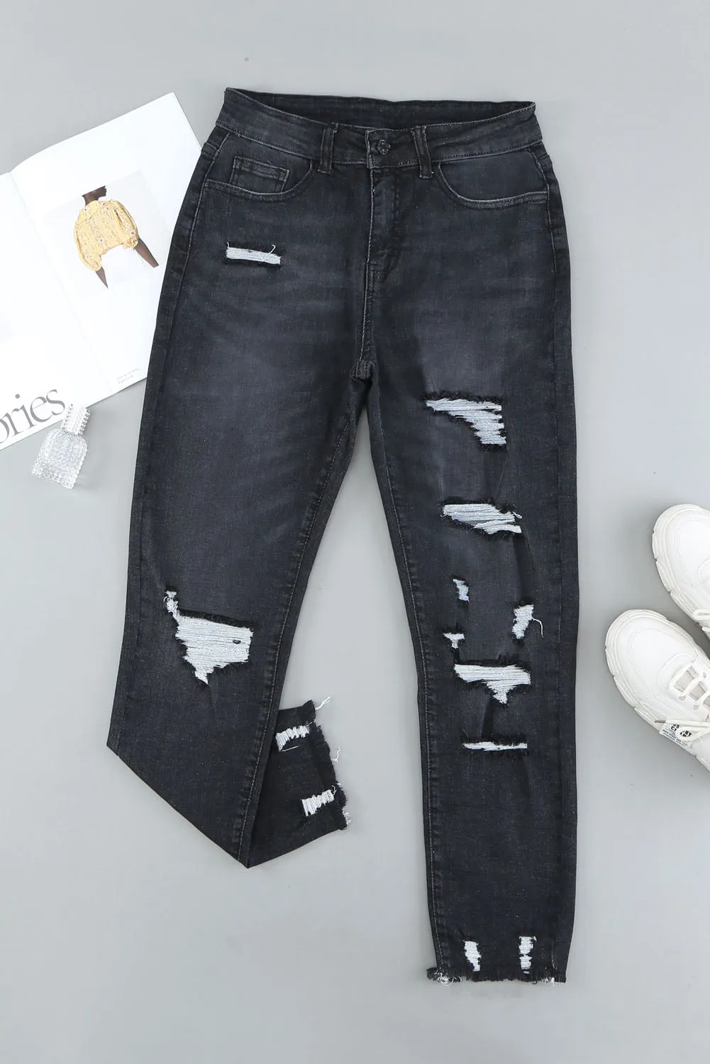 Distressed Boyfriend Denim Pants