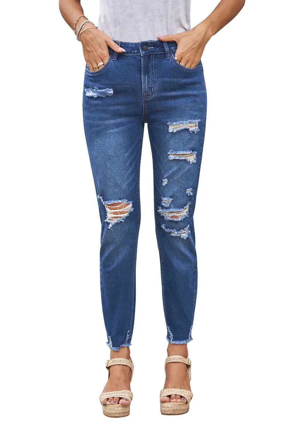 Distressed Boyfriend Denim Pants