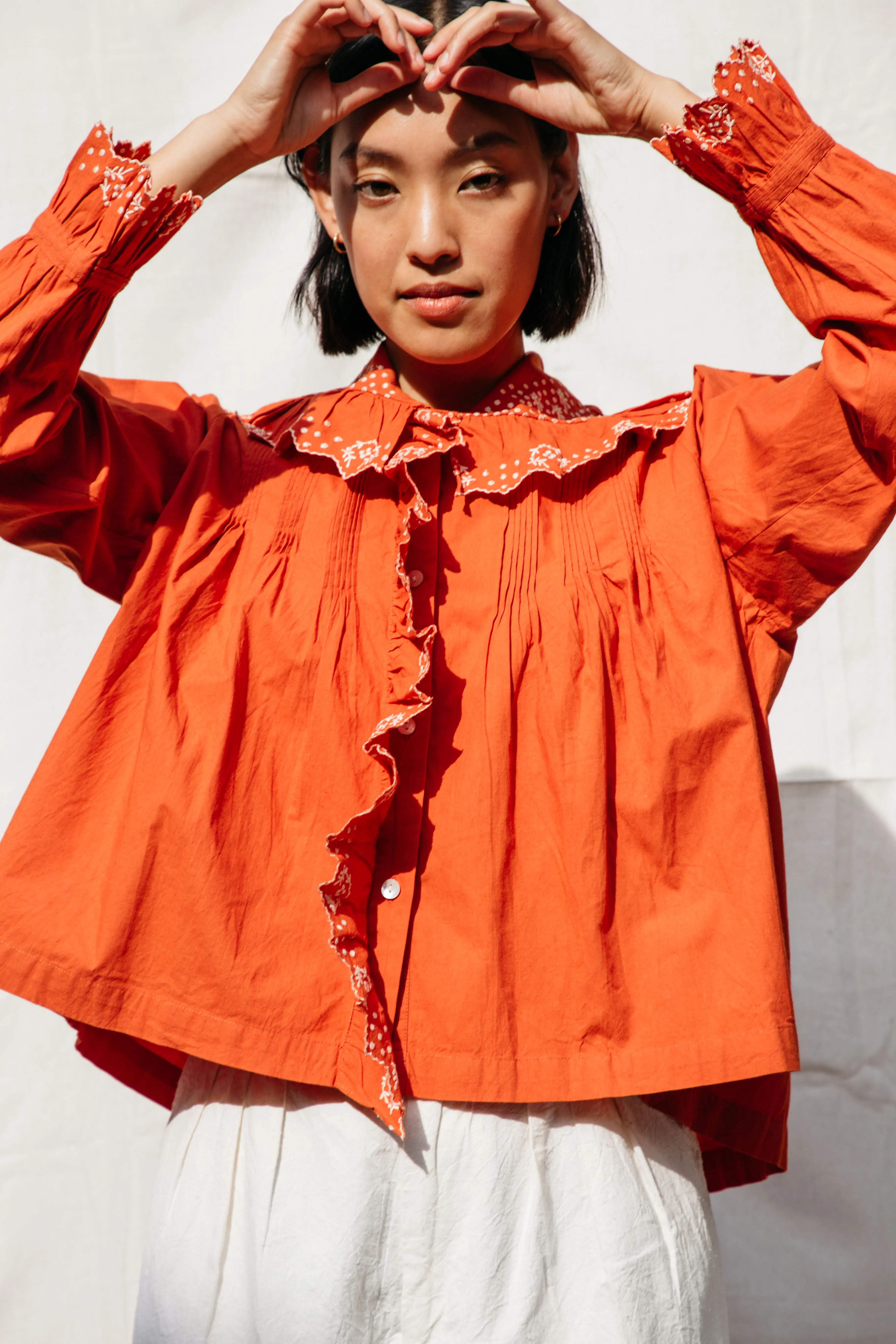 Dolly Embroidered Top - Persimmon/Vanilla