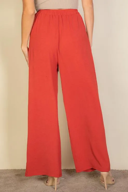 Drawstring waist wide leg minimalist pants (CAPELLA)