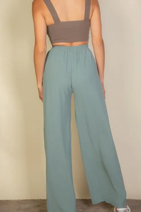 Drawstring waist wide leg minimalist pants (CAPELLA)