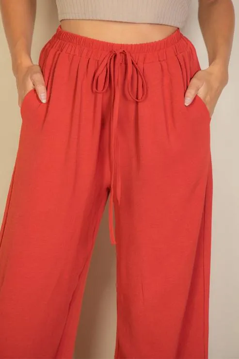 Drawstring waist wide leg minimalist pants (CAPELLA)