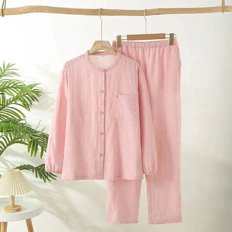 Elegant Cotton Gauze Sleepwear Set - Luxurious Loungewear for Couples