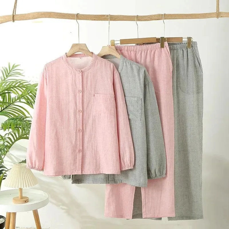 Elegant Cotton Gauze Sleepwear Set - Luxurious Loungewear for Couples