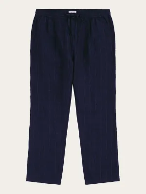 FIG loose checked linen pants - GOTS/Vegan - Night Sky