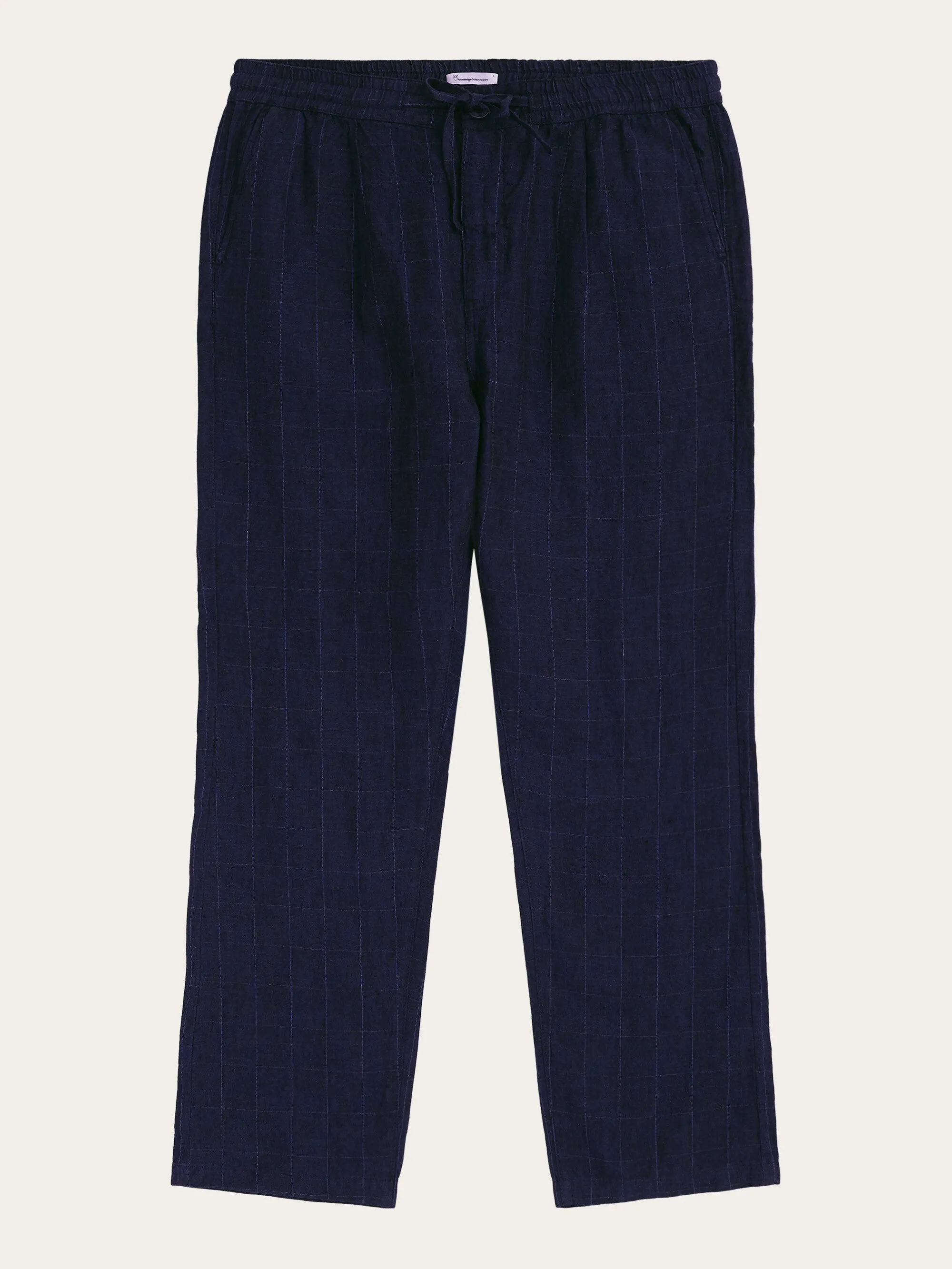 FIG loose checked linen pants - GOTS/Vegan - Night Sky