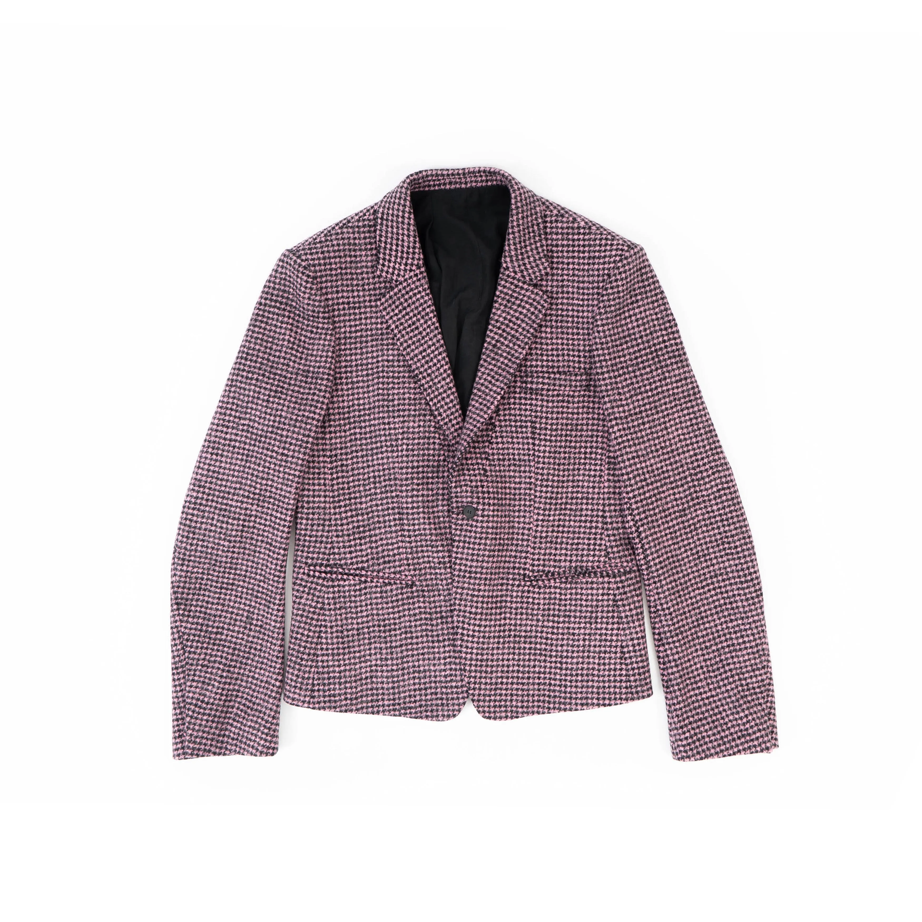 FW16 Pink Houndstooth Wool Blazer