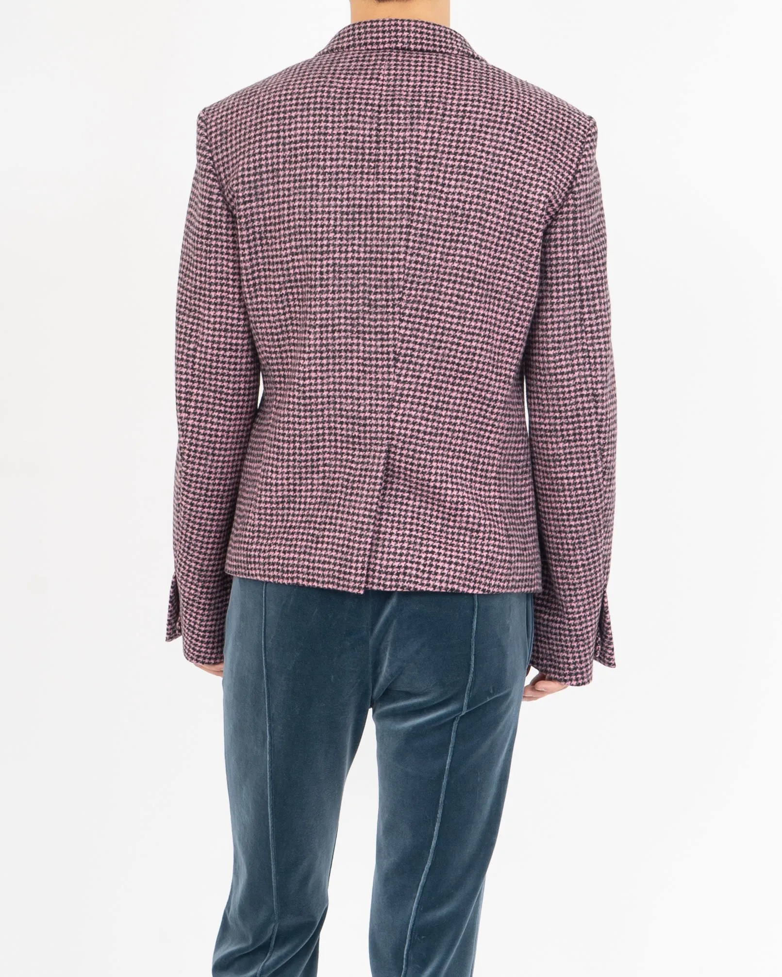 FW16 Pink Houndstooth Wool Blazer