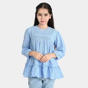 Girls Poly Cotton Casual Top Begonia-SKY BLUE