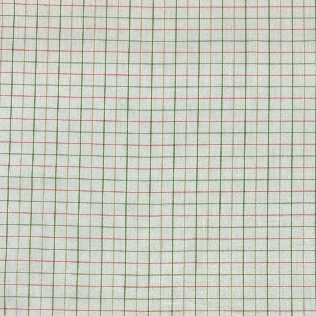 Green and Red Checkered Cotton Shirting Fabric