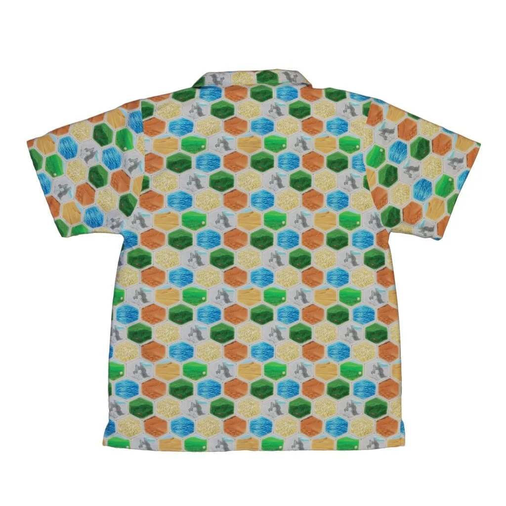 Hexagon Tile Board Game Youth Hawaiian Shirt