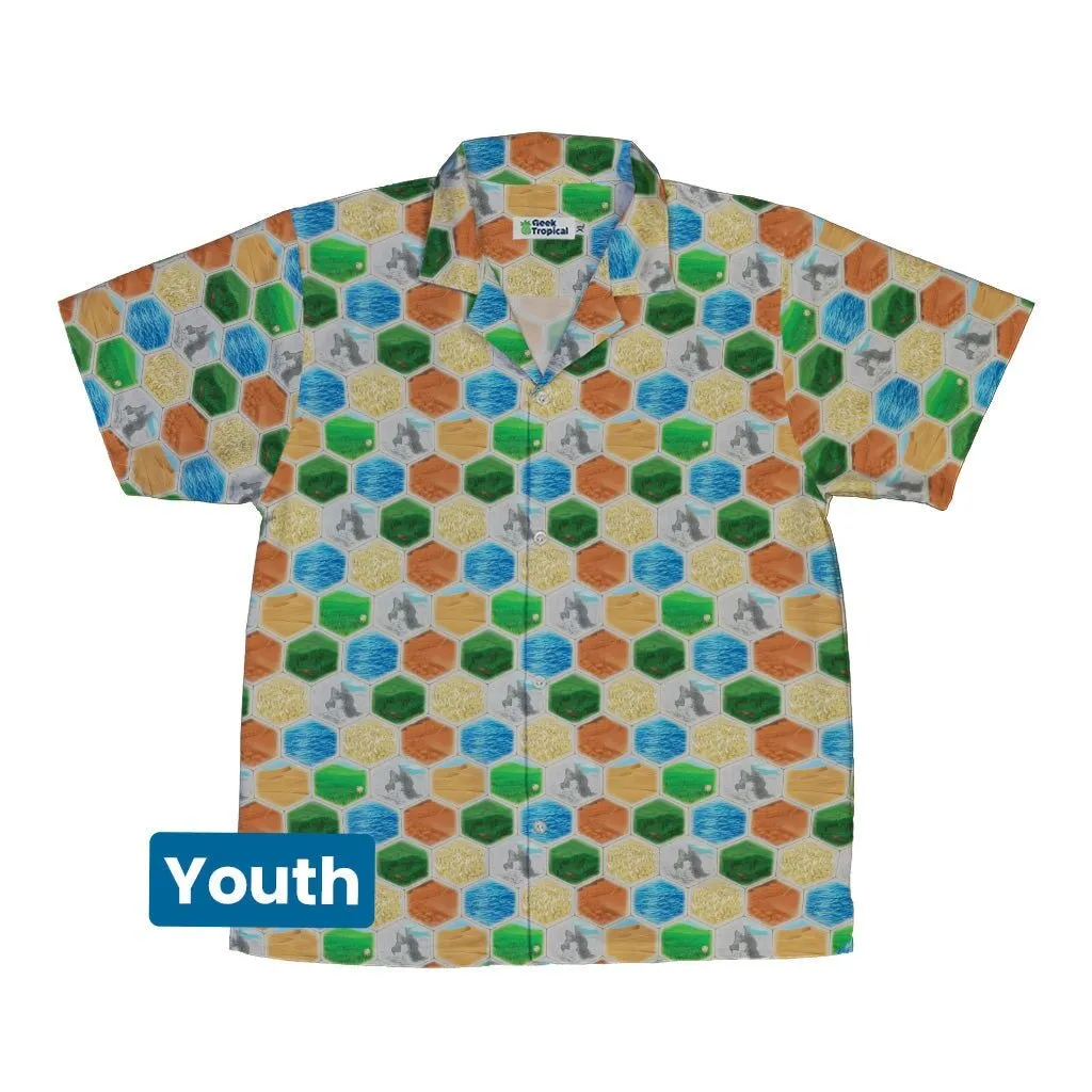 Hexagon Tile Board Game Youth Hawaiian Shirt