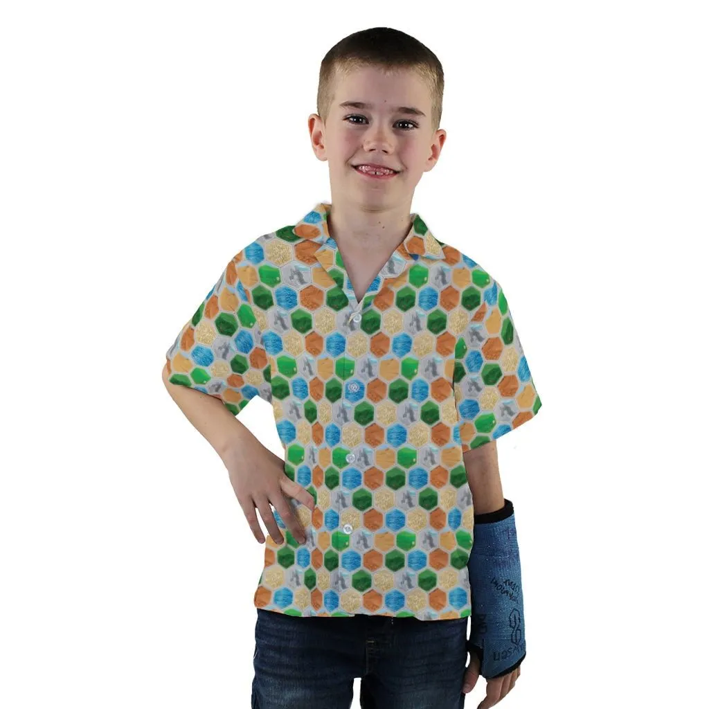 Hexagon Tile Board Game Youth Hawaiian Shirt