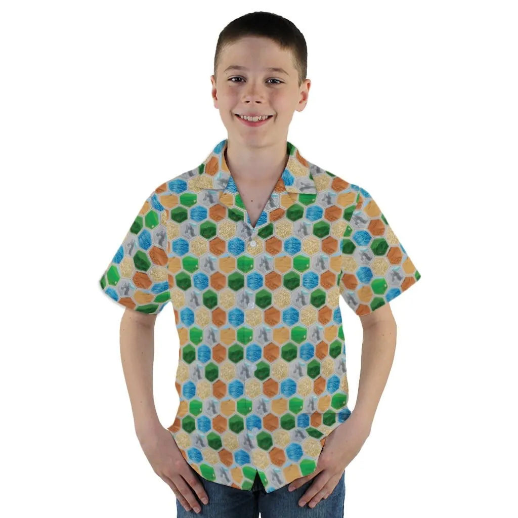 Hexagon Tile Board Game Youth Hawaiian Shirt