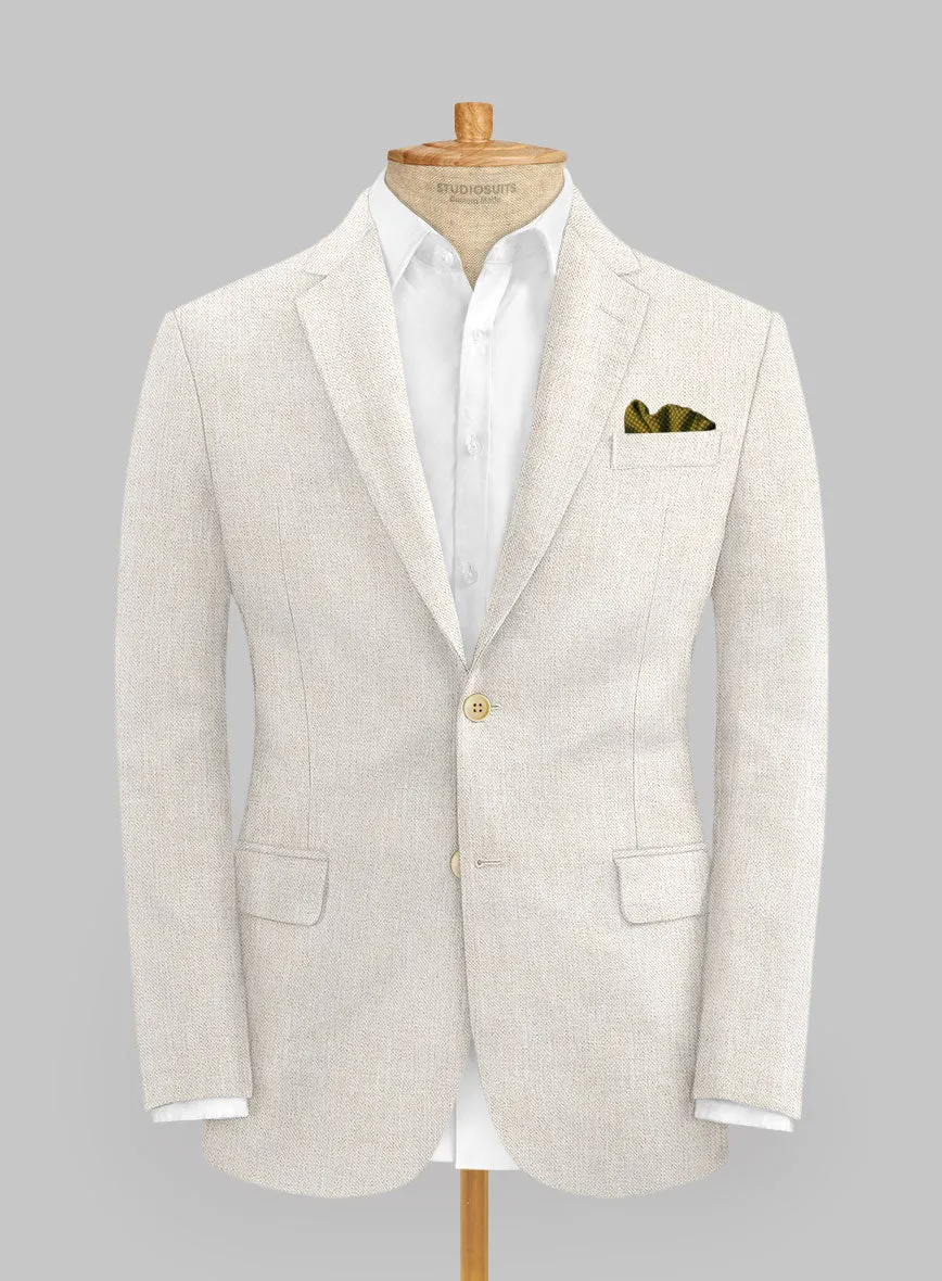 Italian Prato Beige Sharkskin Linen Suit