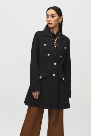 Joseph Ribkoff Black Double-Breasted Military A-Line Coat Jacket 244951