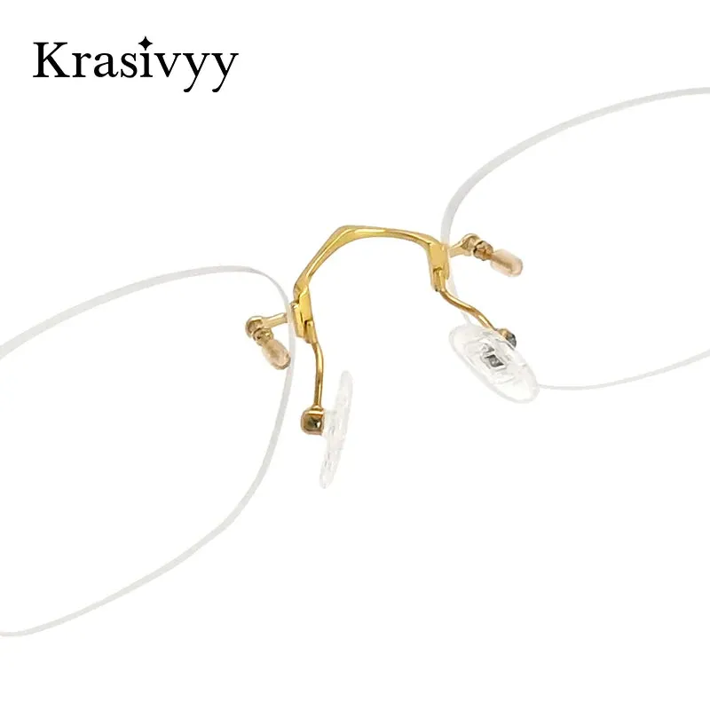 Krasivyy Unisex Rimless Oval Titanium Eyeglasses 2280