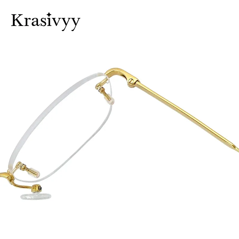 Krasivyy Unisex Rimless Oval Titanium Eyeglasses 2280