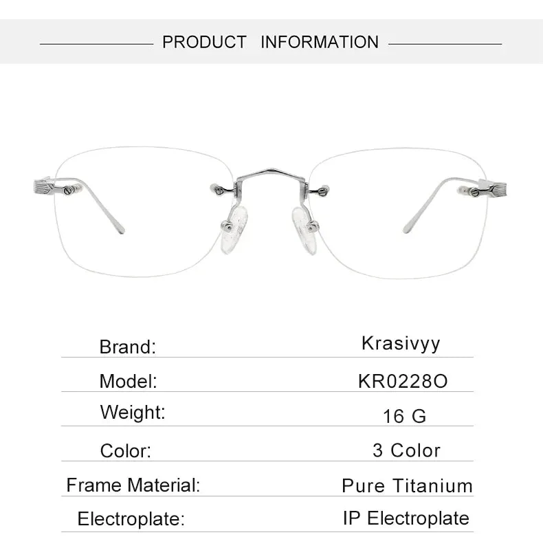 Krasivyy Unisex Rimless Oval Titanium Eyeglasses 2280