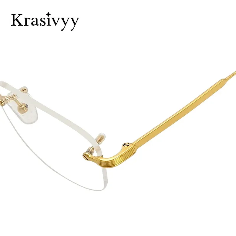 Krasivyy Unisex Rimless Oval Titanium Eyeglasses 2280