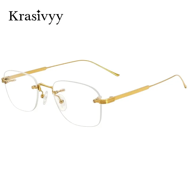 Krasivyy Unisex Rimless Oval Titanium Eyeglasses 2280