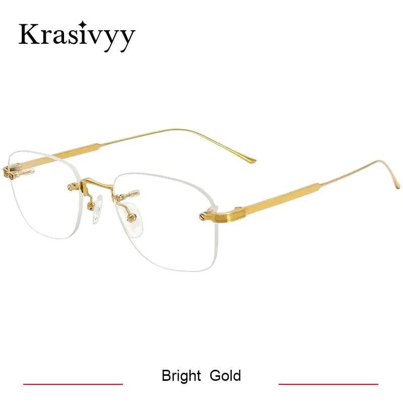 Krasivyy Unisex Rimless Oval Titanium Eyeglasses 2280