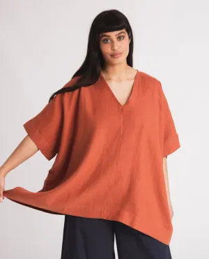 Leonor Linen Top In Clay