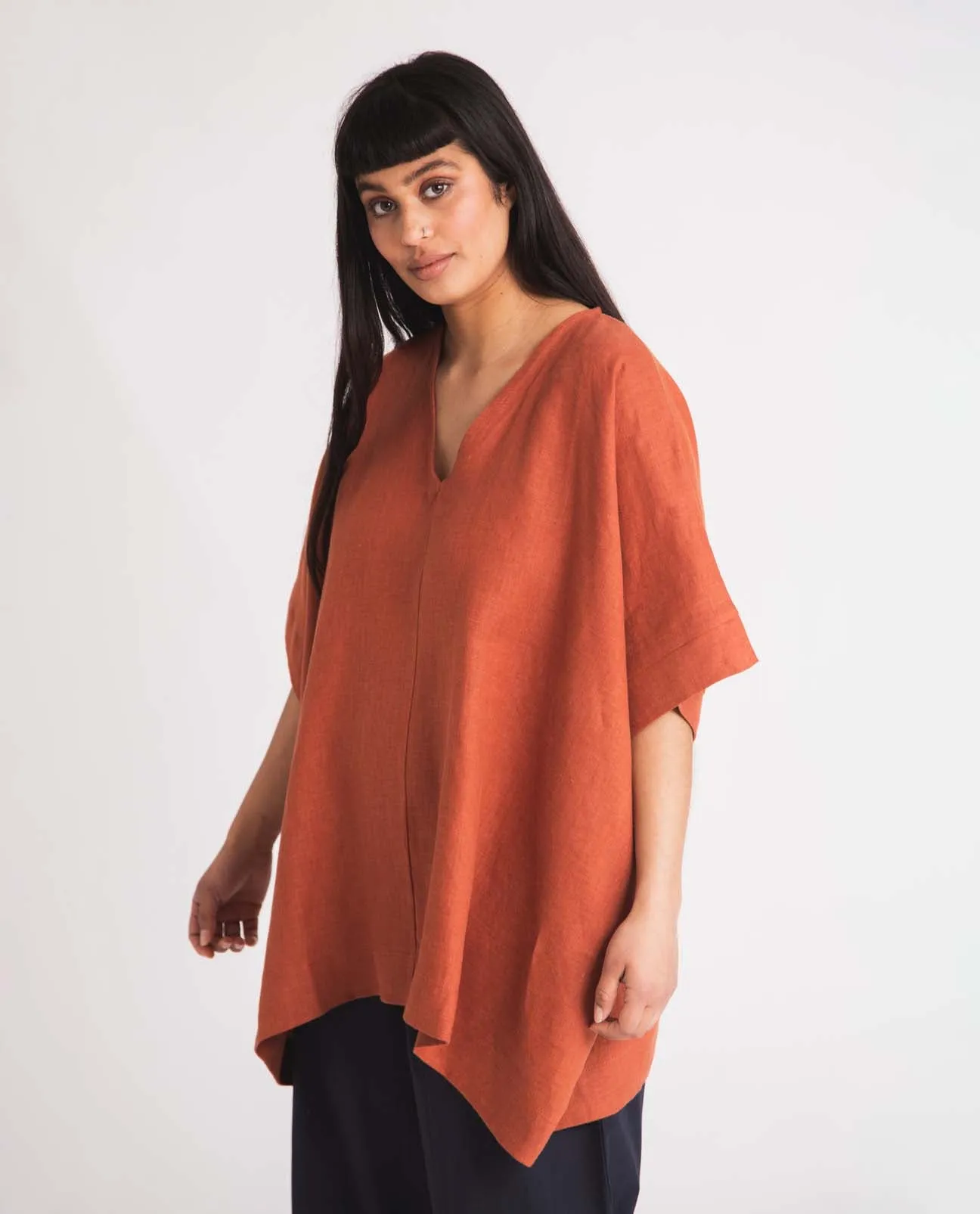 Leonor Linen Top In Clay