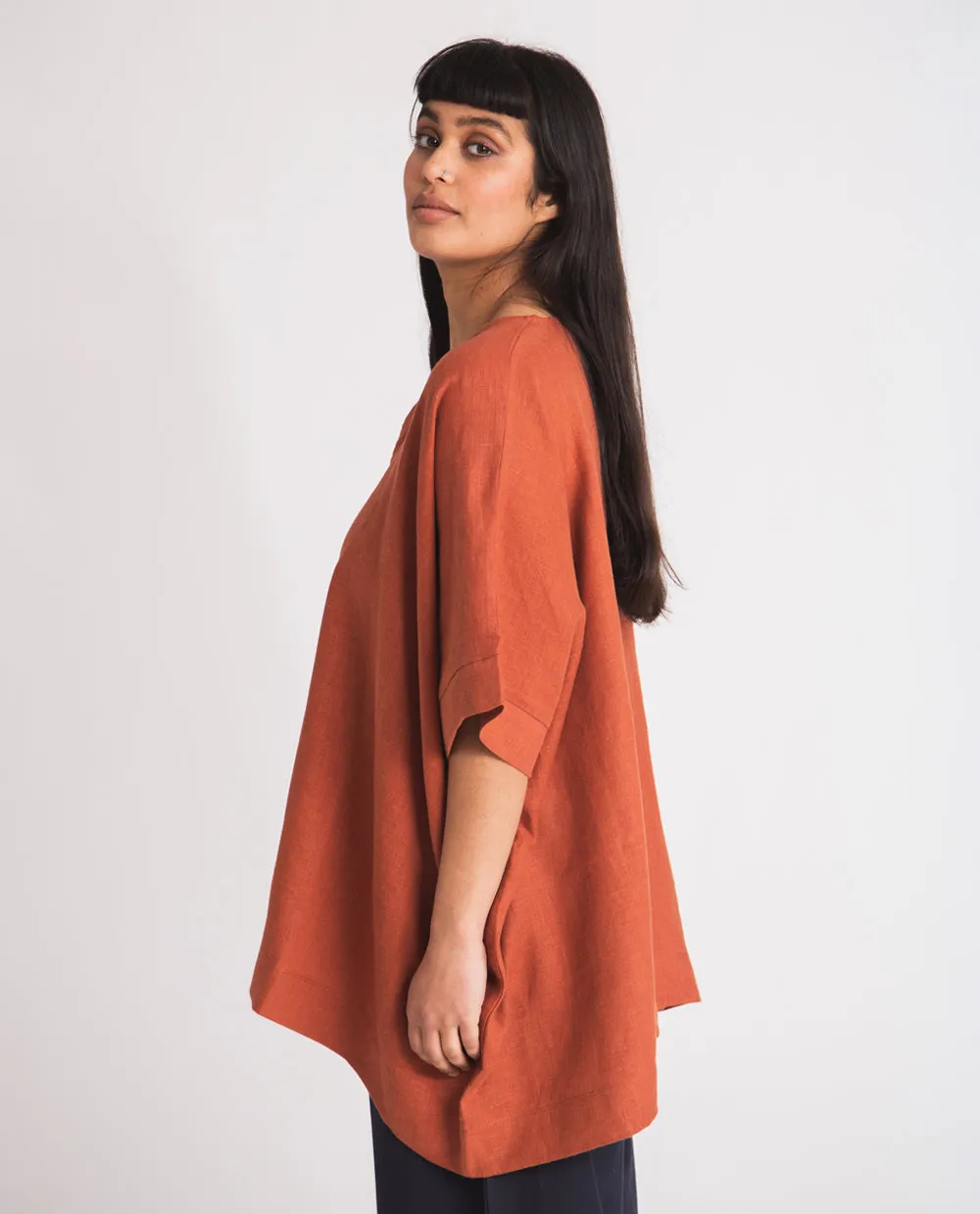 Leonor Linen Top In Clay